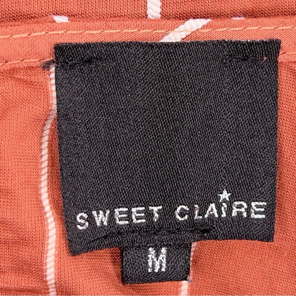 Medium Sweet Claire Salmon Mauve White Striped Top 3/4 Sleeve Textured - Picture 13 of 15